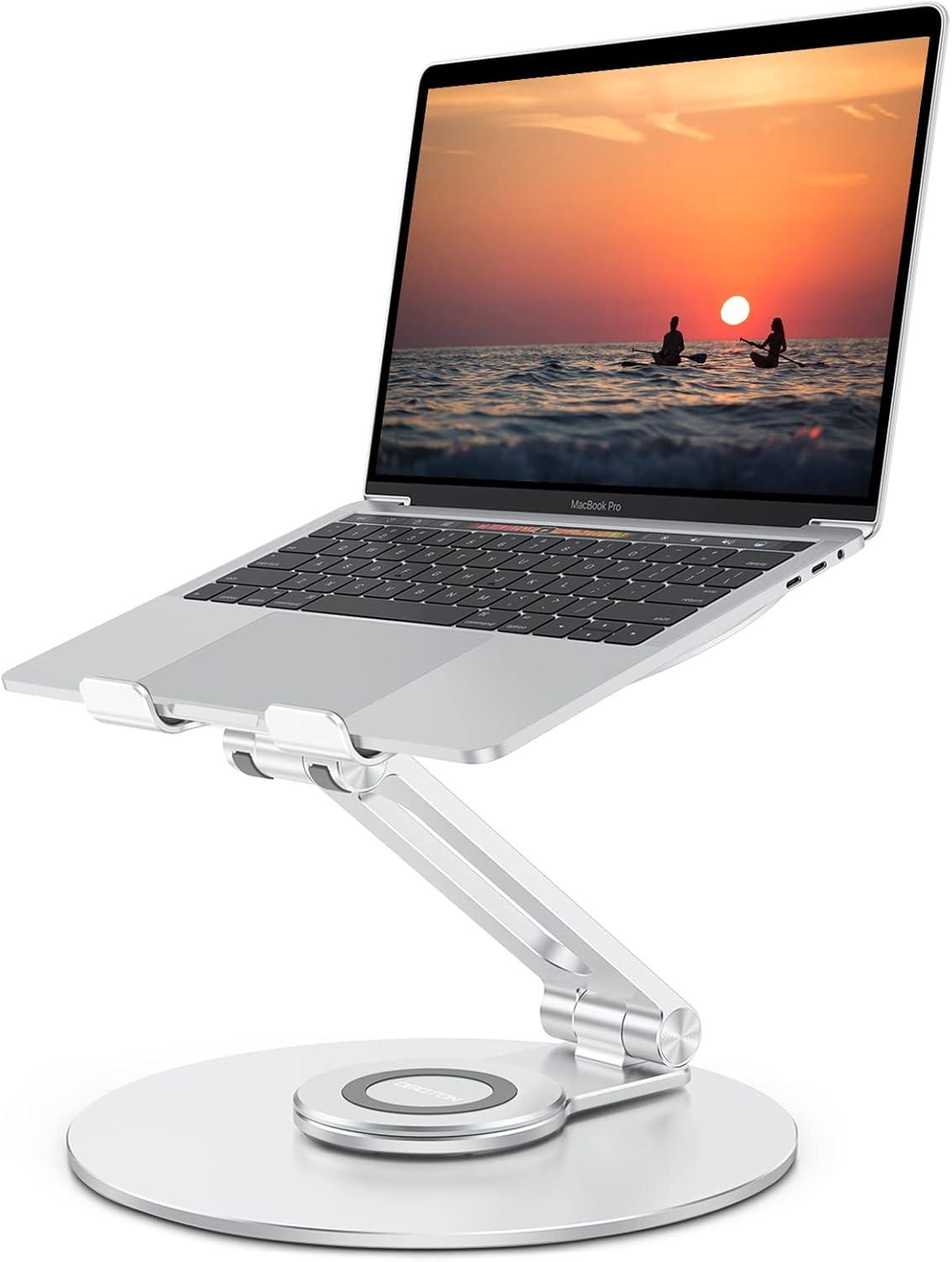 OMOTON Laptop Stand Adjustable with 360 Rotating Base, Ergonomic Laptop ...