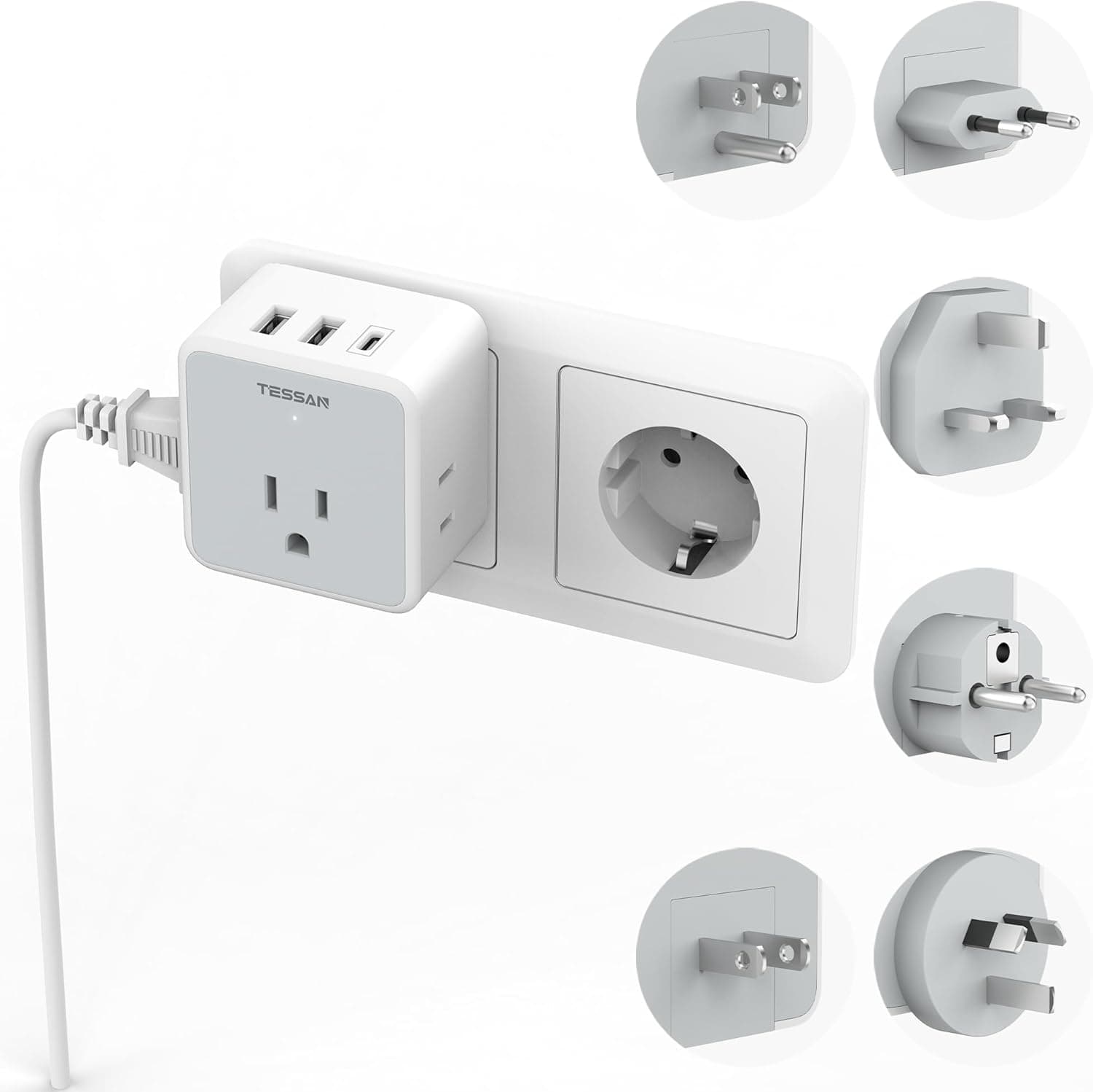 Amazon.com: TESSAN Universal Travel Adapter Kit, 6-in-1 International ...