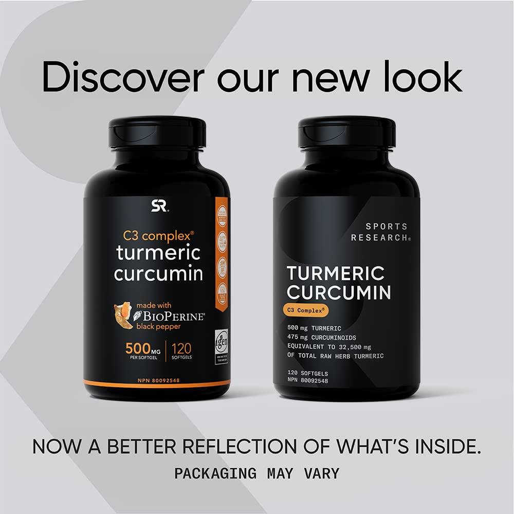 Sports Research Turmeric Curcumin C3 Complex with Ginger Supplement