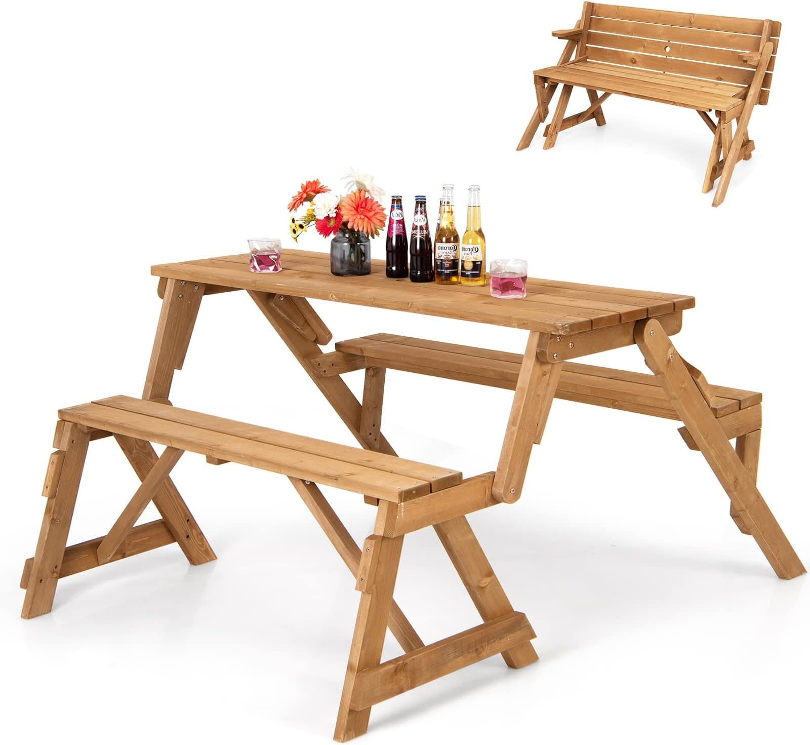 Amazon.com : Leisure Season FPTB7104 Convertible Picnic Table and ...