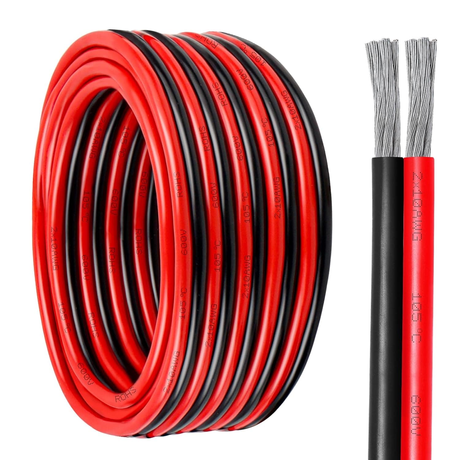 10 Gauge Wire 2 Conductor Tinned Copper Cable, Flexible 10 AWG Marine ...