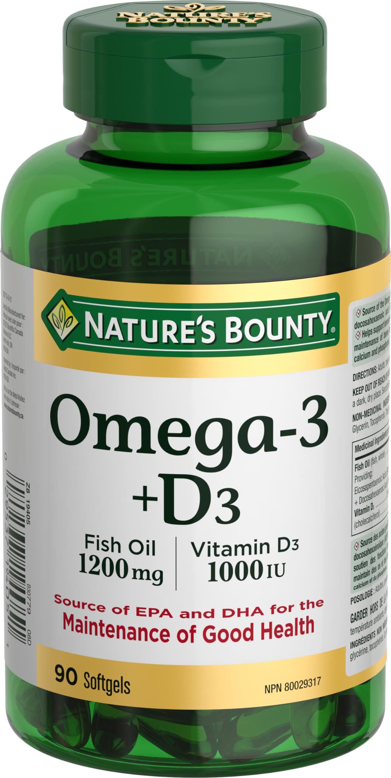 Nature's Bounty Dual Spectrum Omega-3 + D3 1200mg Softgels