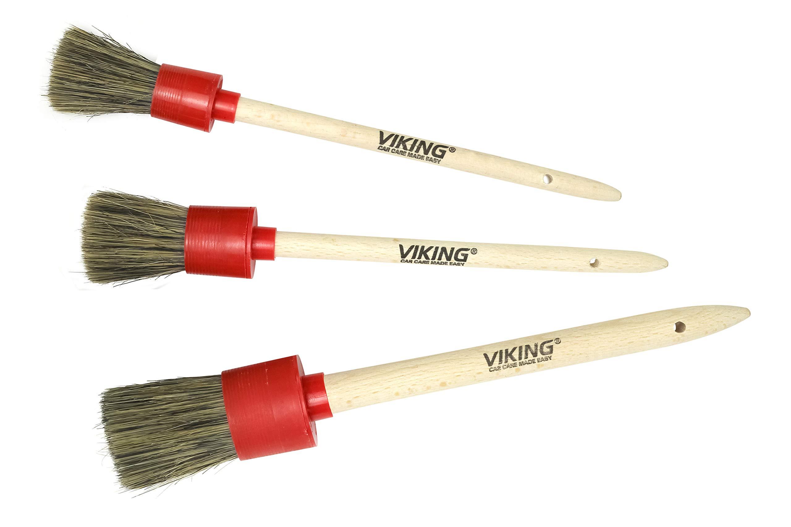 VIKING 3pk Multi-Purpose Car Detailing Brushes, 3 Head Sizes with ...