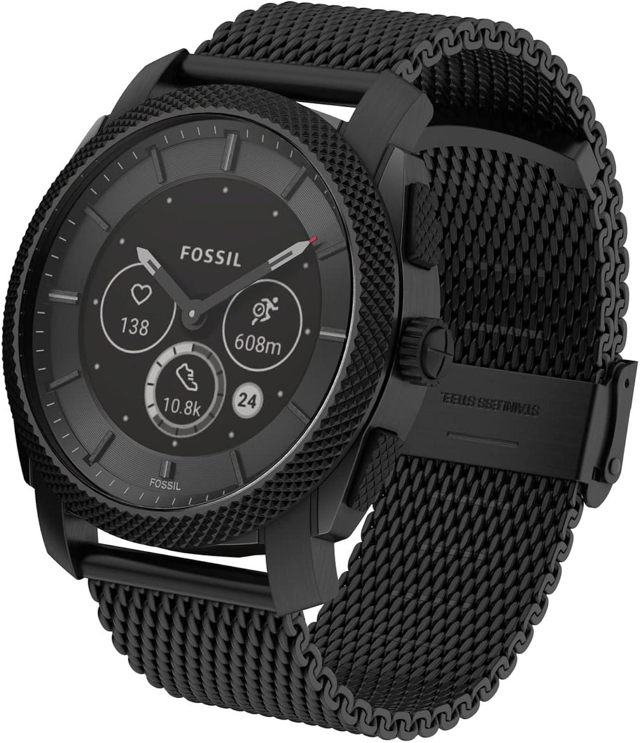 Fossil Machine Gen 6 Hybrid 45mm Stainless Steel and Silicone Smart ...