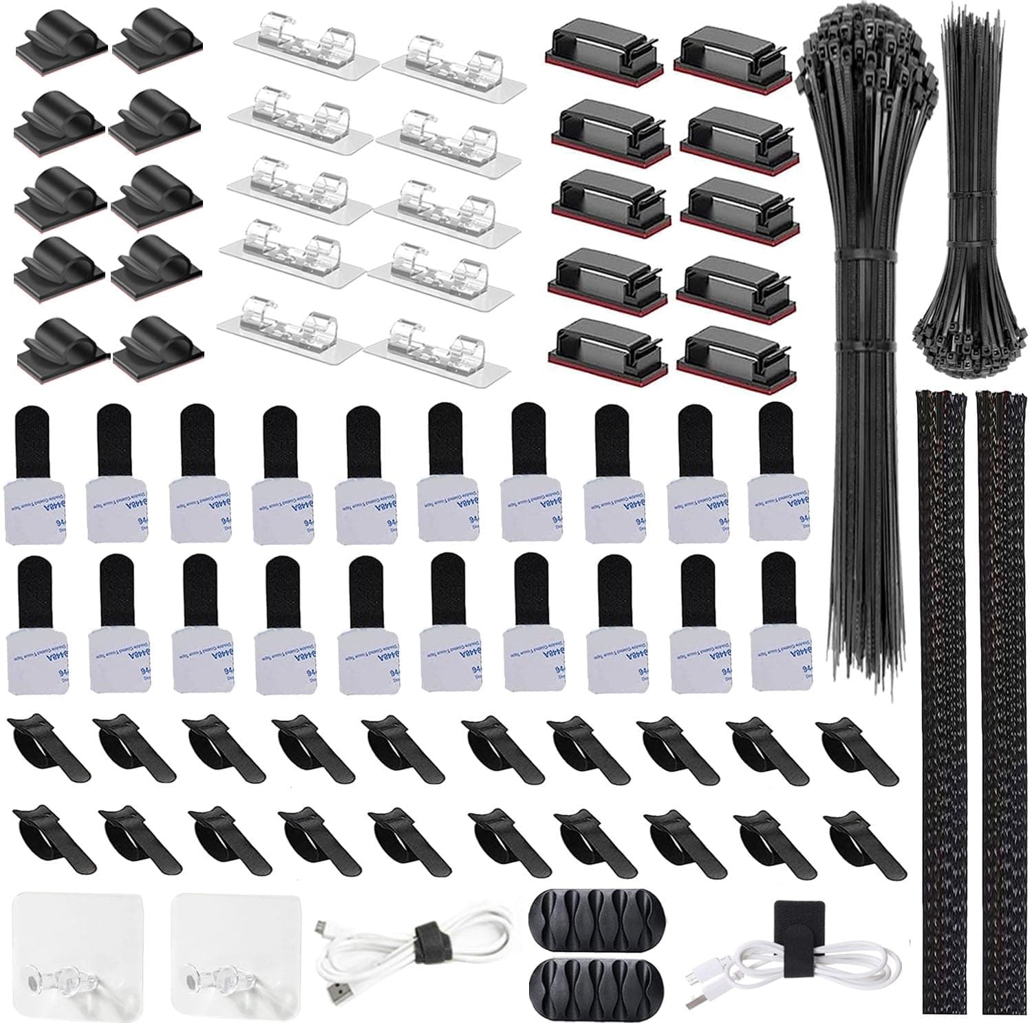 276PCS Cable Management Kit, Included 2 Cable Sleeve Split, 200 Cable ...