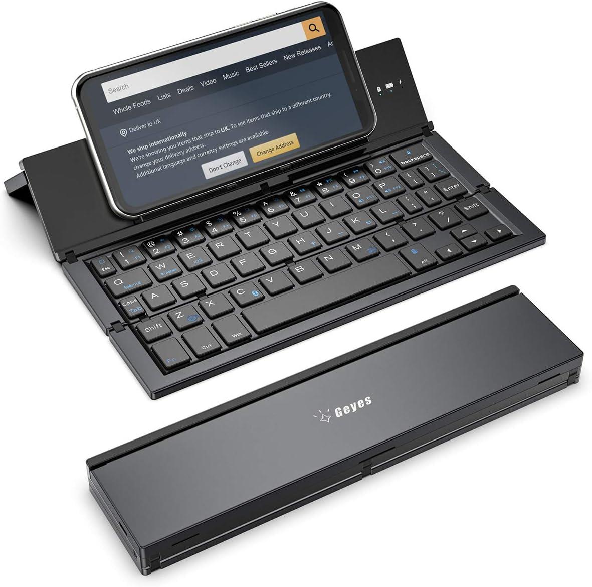 Folding Bluetooth Keyboard,Geyes Foldable Wireless Keyboard with ...