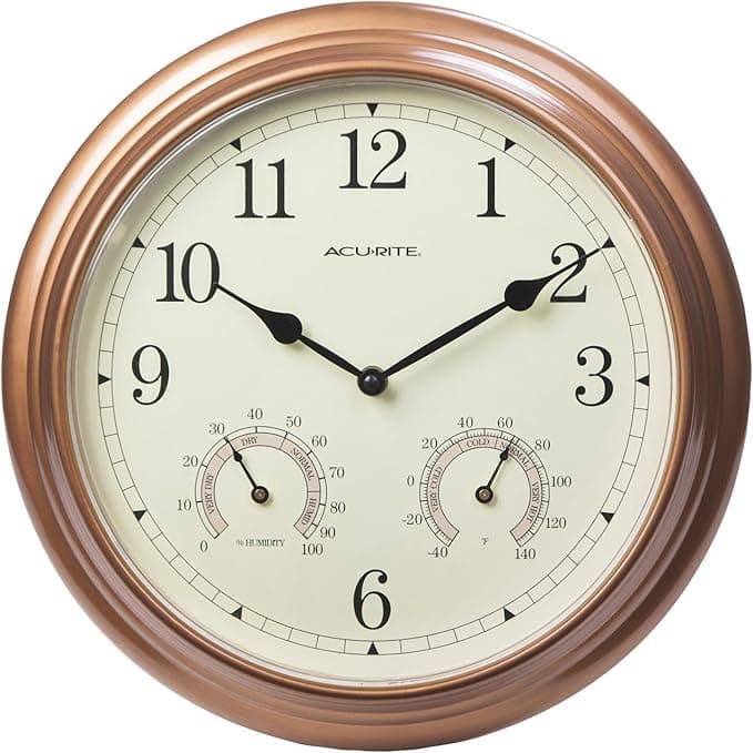 Amazon.com: AcuRite 00919 13-Inch Copper Indoor/Outdoor Wall Clock with ...