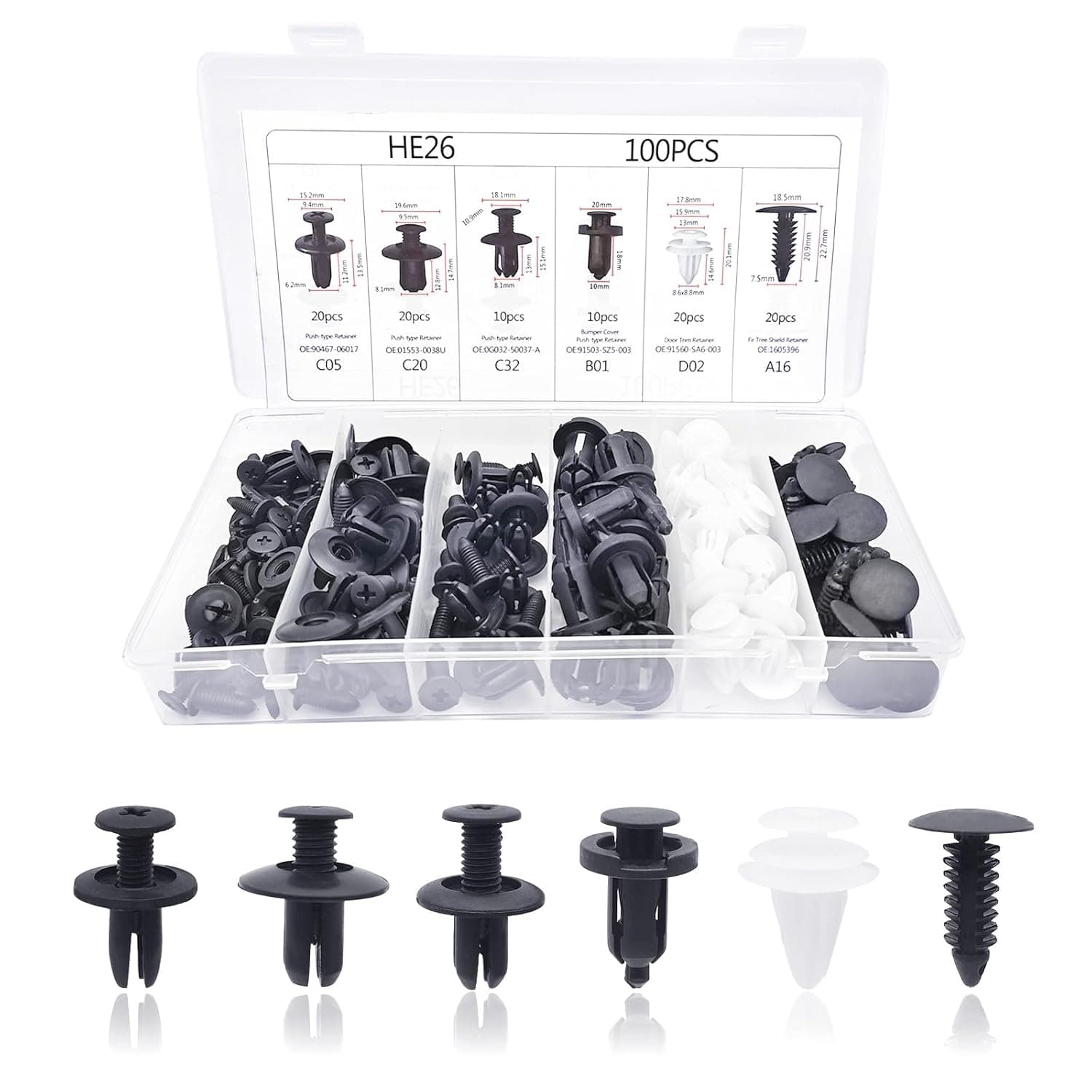 Peslogy 100pcs Plastic Car Body Trim Clips Universal Auto Rivet ...