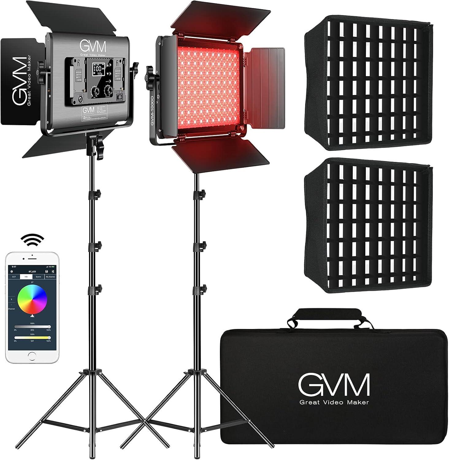 Buy GVM 1000D RGB Led Video Light with 2 Softboxes, Photography ...