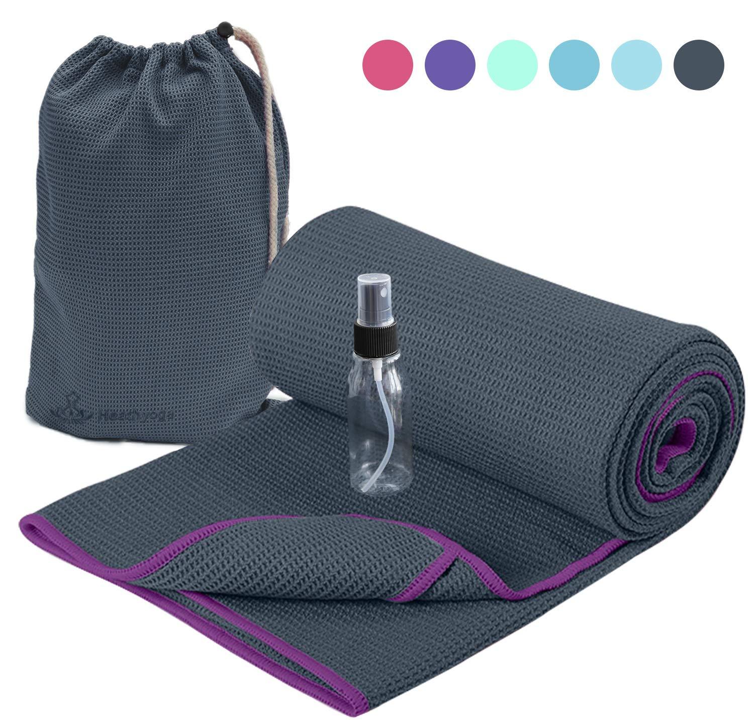 Heathyoga Non Slip Yoga Towel, Exclusive Corner Pockets Design ...