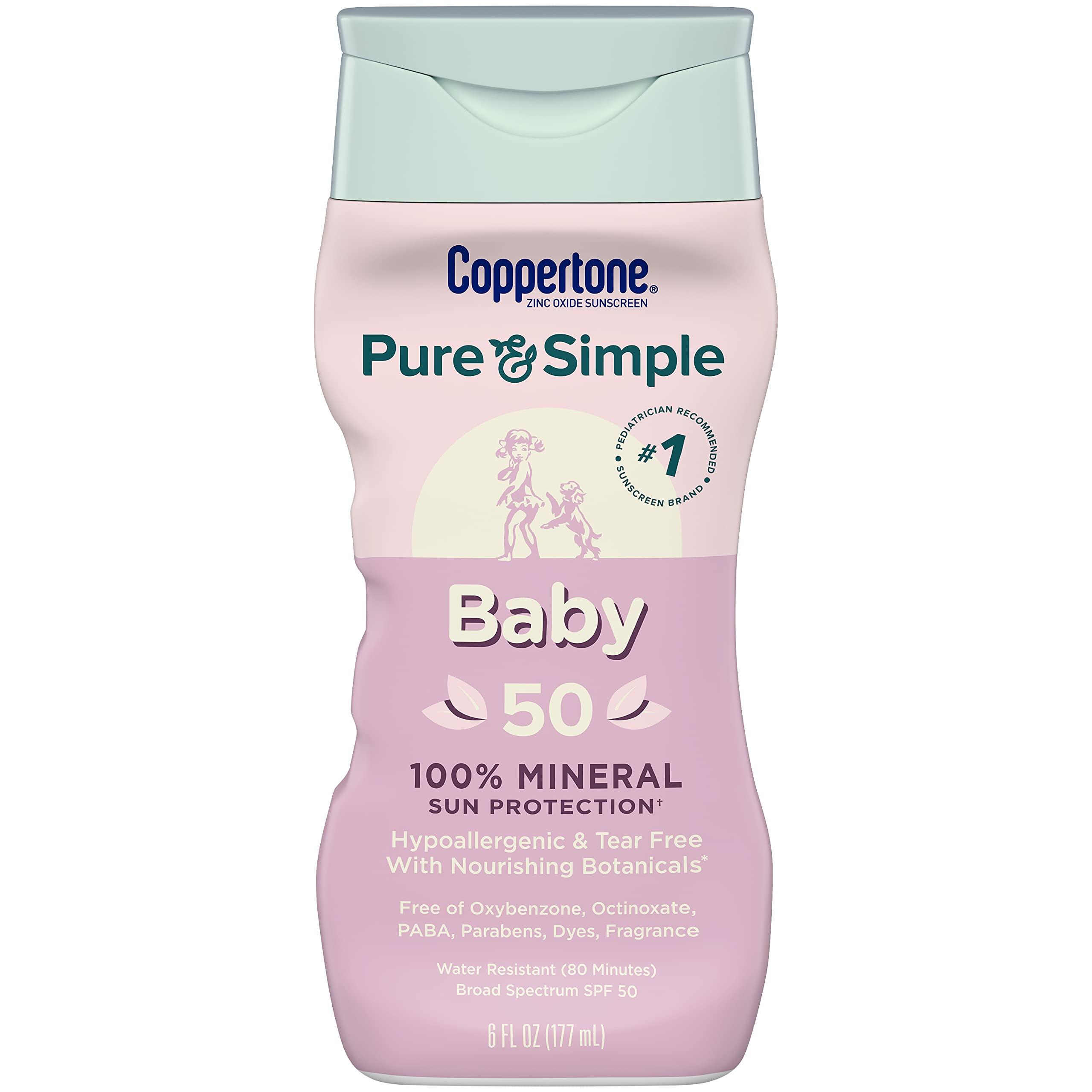 Coppertone Pure and Simple Baby Sunscreen Lotion SPF 50, Broad Spectrum ...