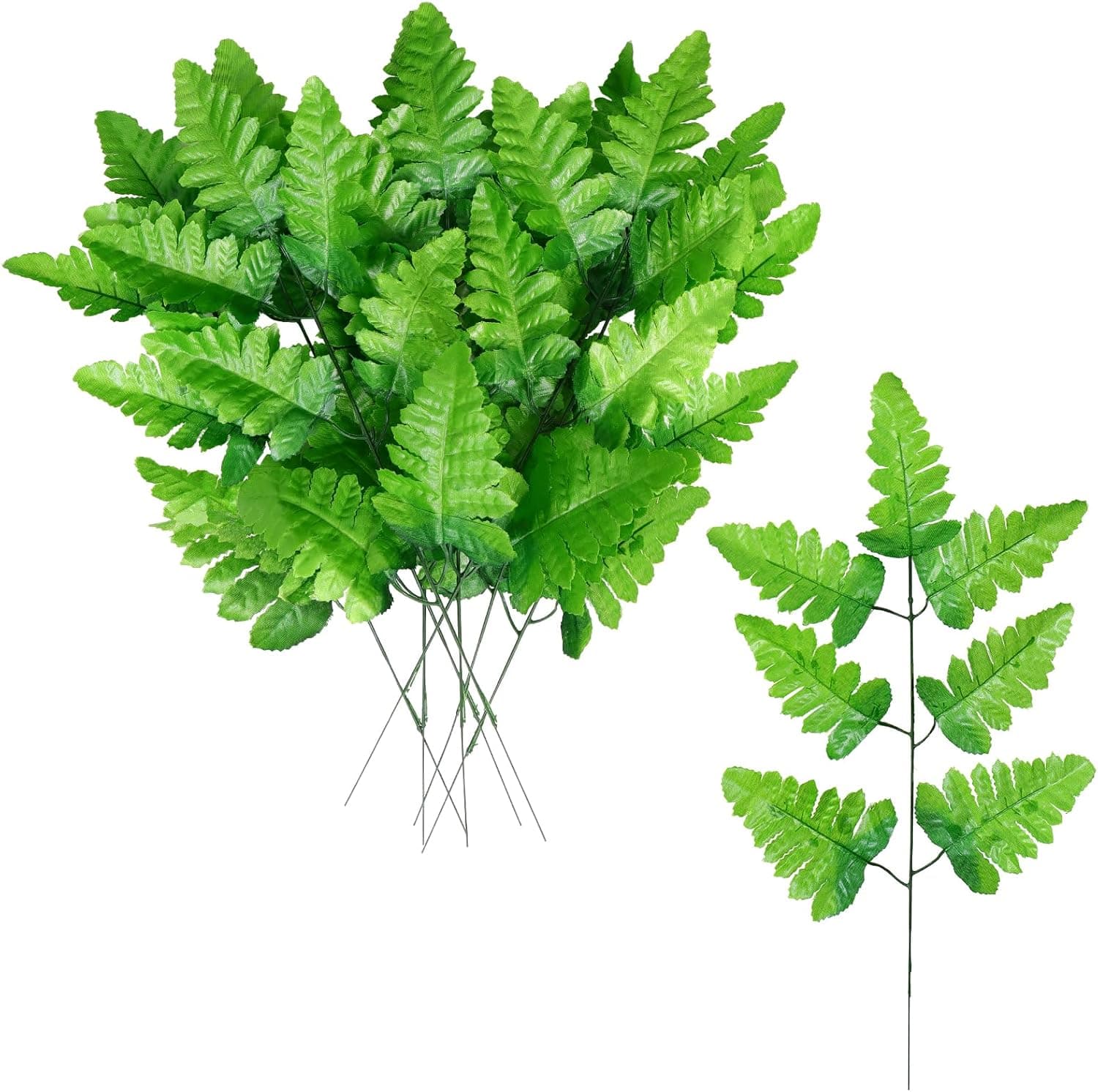 TOCHGREEN 48 PCS Artificial Silk Leather Leaf Fern Picks Artificial ...