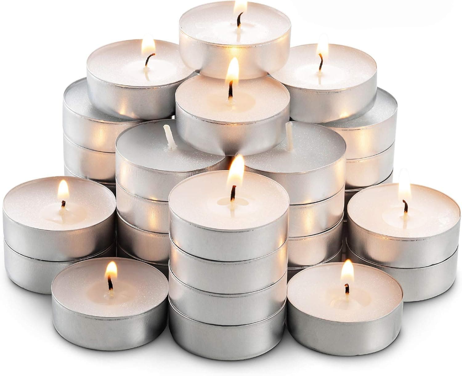 Amazon.com: MontoPack Unscented Tea Lights Candles in Bulk | 45 White ...