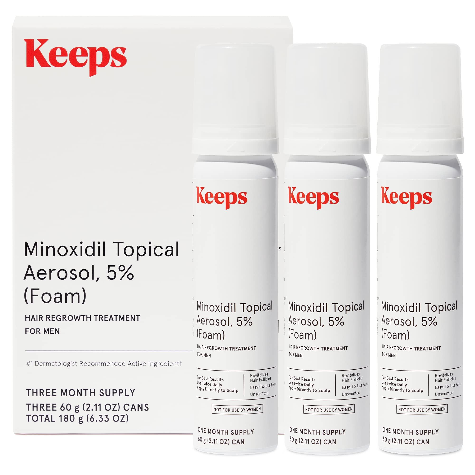 Buy Keeps Minoxidil for Men Topical Hair Loss Aerosol Foam 5%, Hair ...