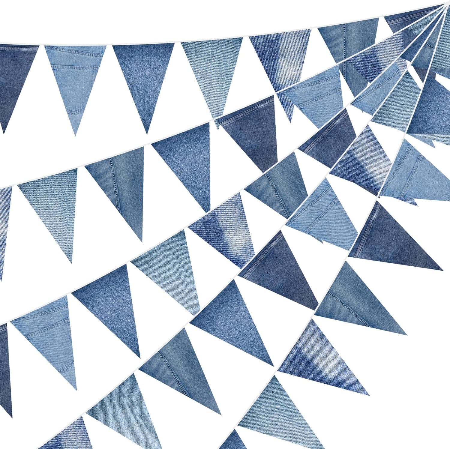 Amazon.com: HESTYA 5 Pack 49 Ft Denim Pennant Banner, Blue Jean Theme ...