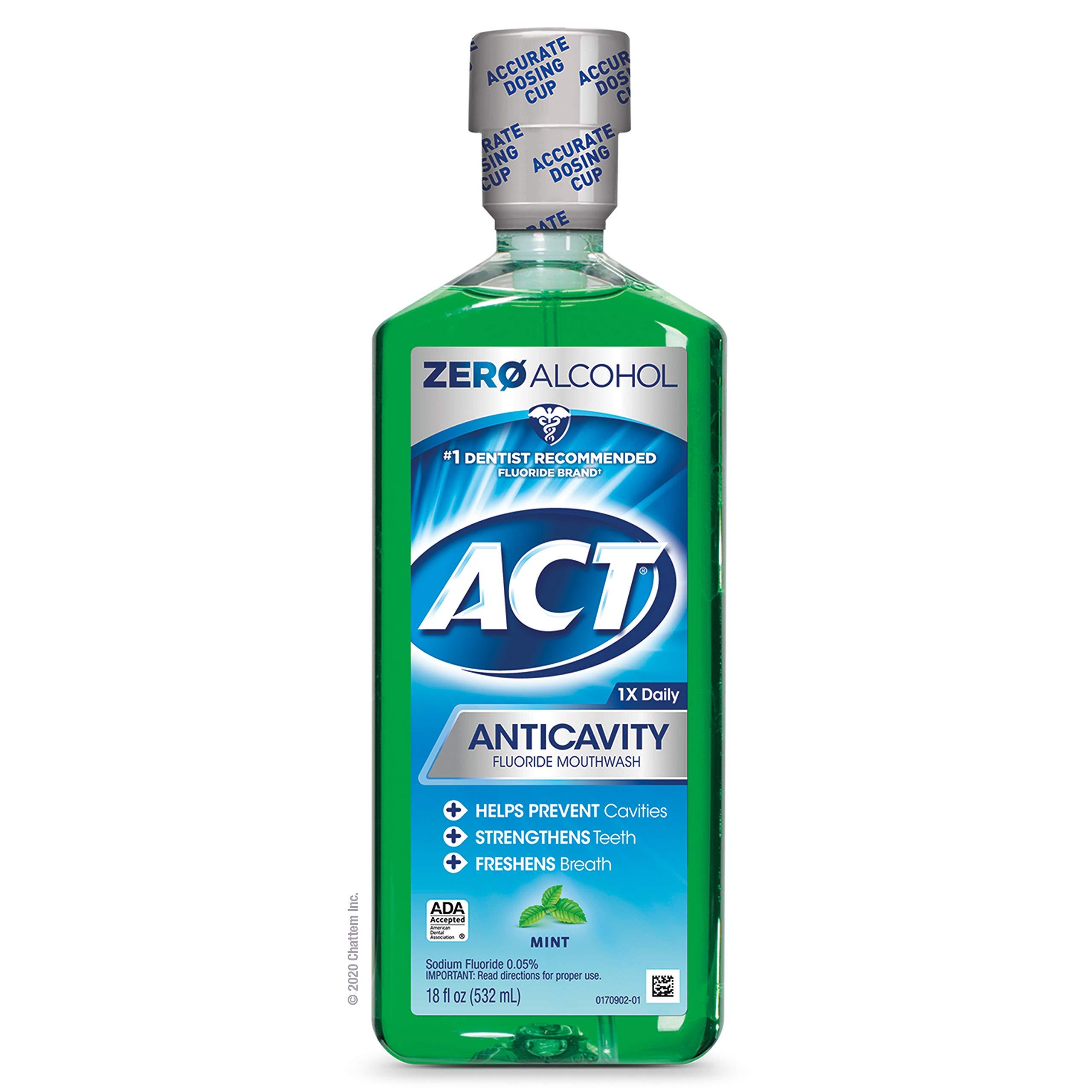 Buy ACT Anticavity Zero Alcohol Fluoride Mouthwash 18 fl. oz. (Pack of ...