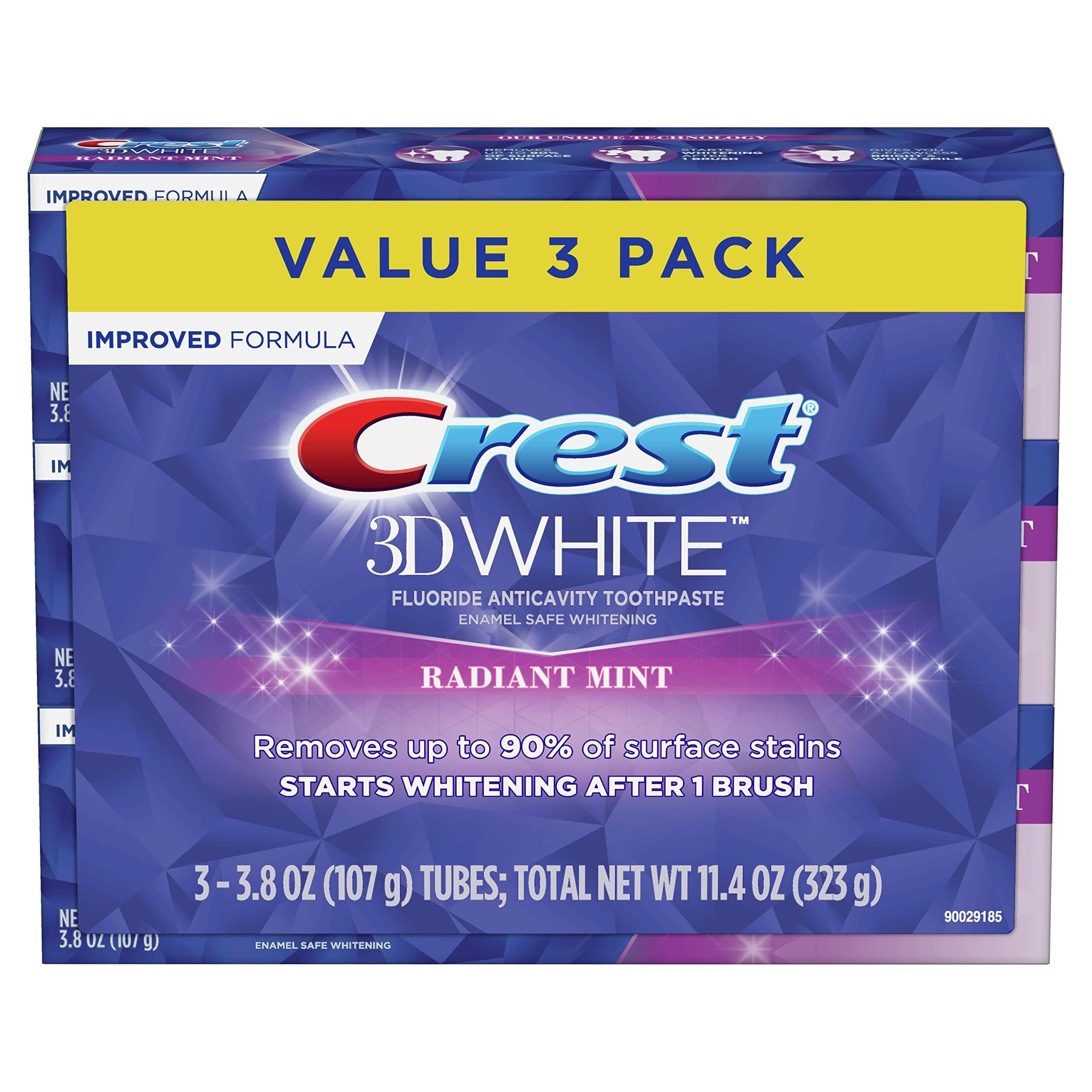 Buy Crest 3D White, Whitening Toothpaste, Radiant Mint, 4.8 Ounce, Pack ...