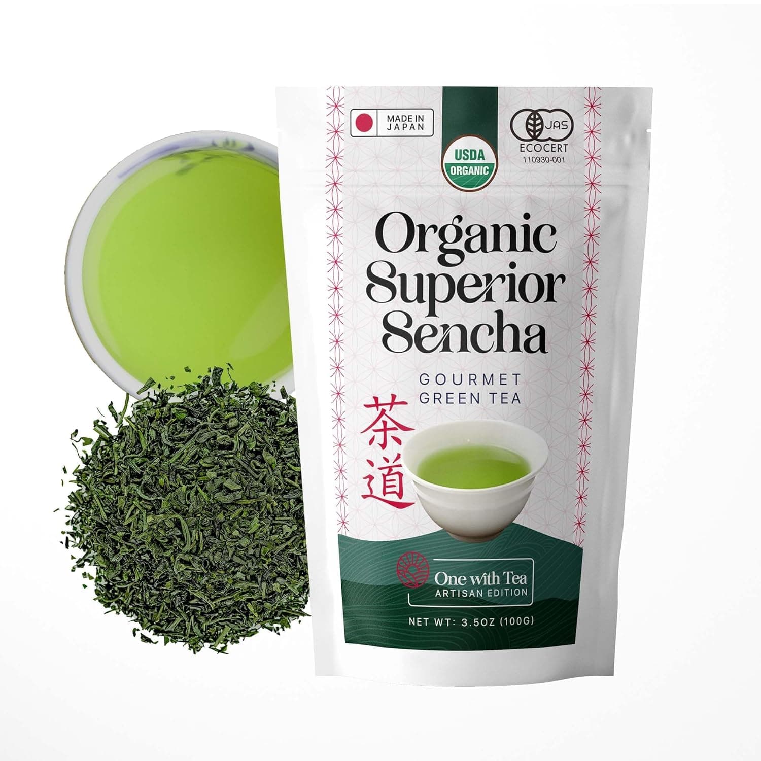 Amazon.com : One With Tea Organic Japanese Sencha Green Tea Loose Leaf ...