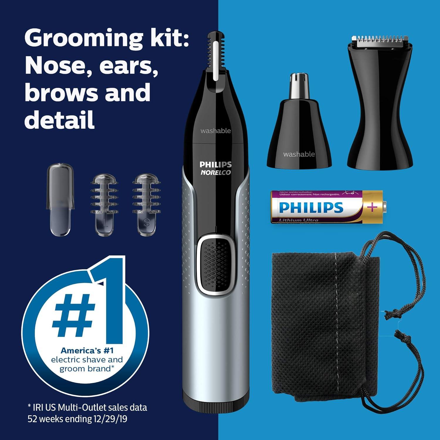 Philips Norelco Nose Trimmer 5000, For Nose, Ears, Eyebrows, Black and ...