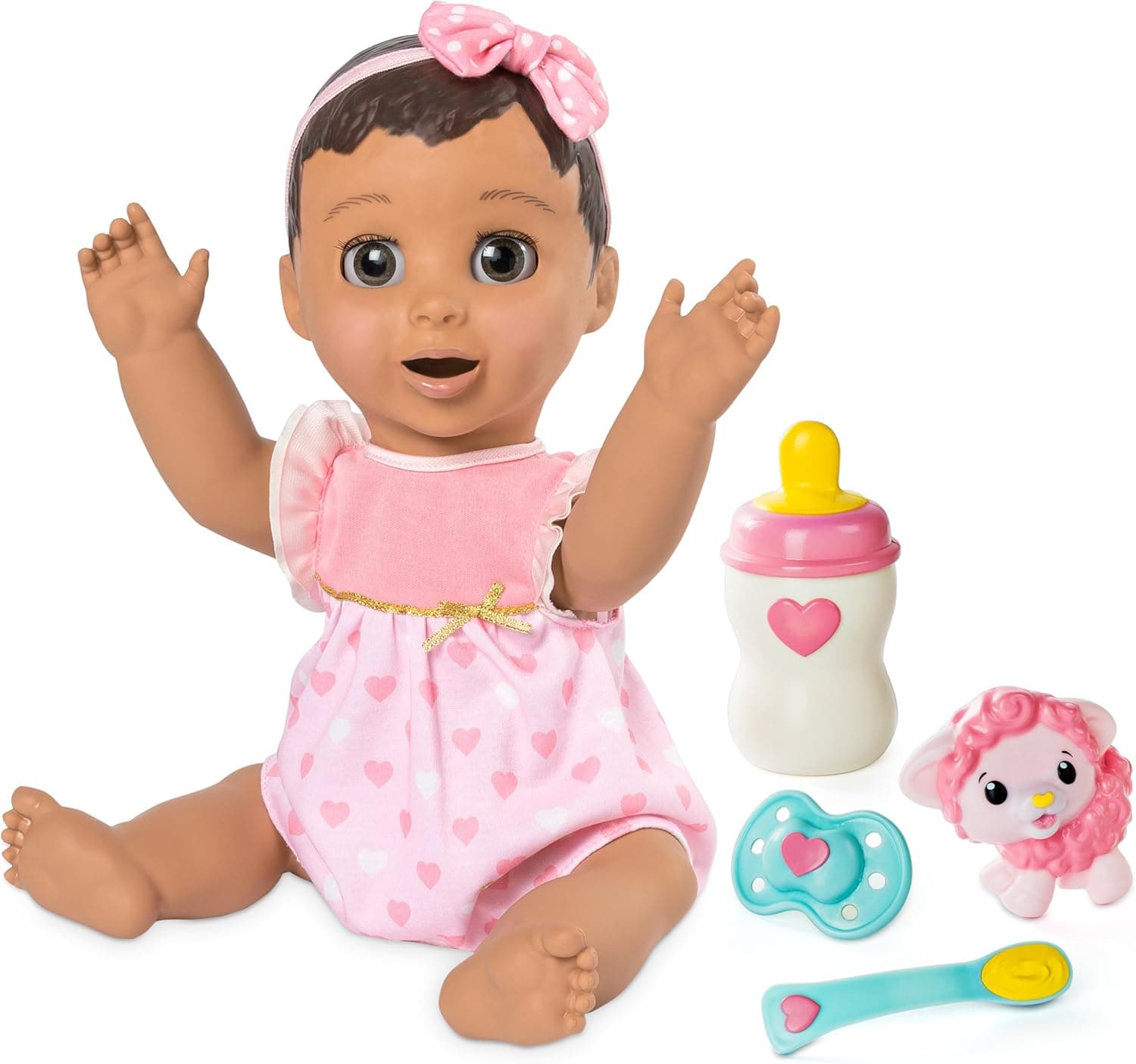 Amazon.com: Luvabella Brunette Hair, Responsive Baby Doll with Real ...
