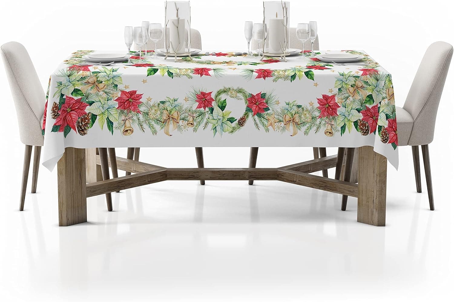 HomeLife Nappe Noel - Lavable en Machine, Nappe de Noel Rectangulaire ...