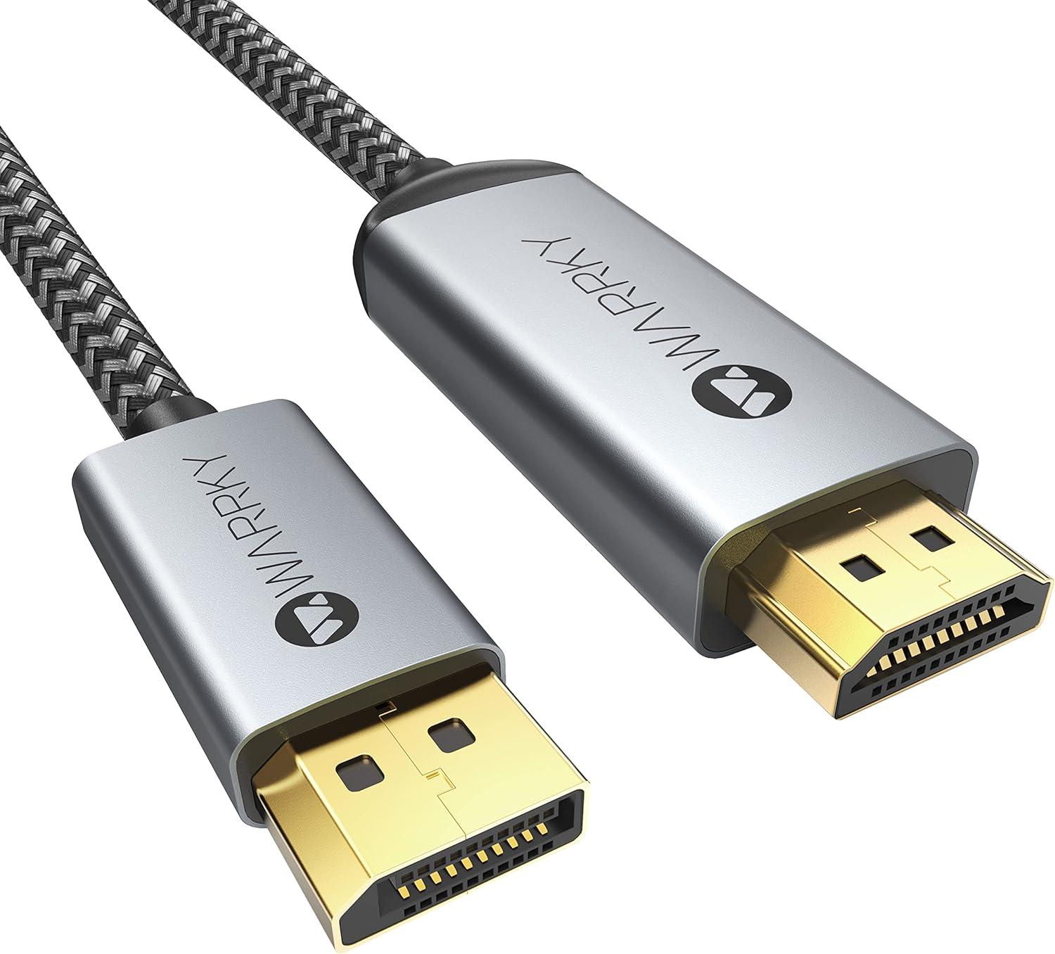 Warrky 4K DisplayPort to HDMI Cable Adapter 6FT, [Aluminum Shell, Nylon ...