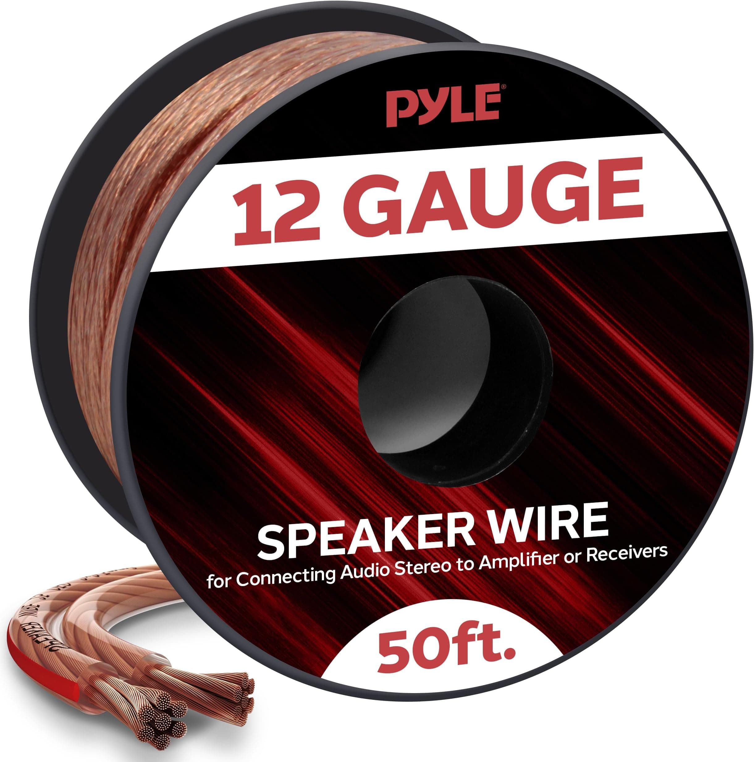 Amazon.com: Pyle 50ft 12 Gauge Speaker Wire - Copper Cable in Spool for ...