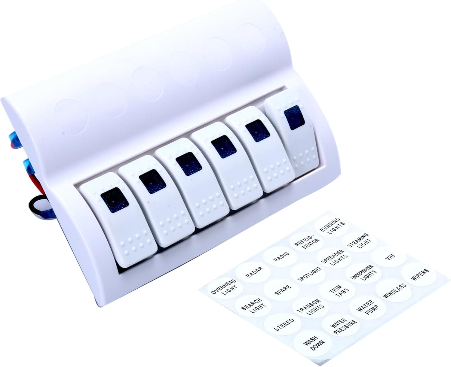 Buy Amarine Made 6 Gang Blue Led Splashproof Waterproof Rocker Switch ...