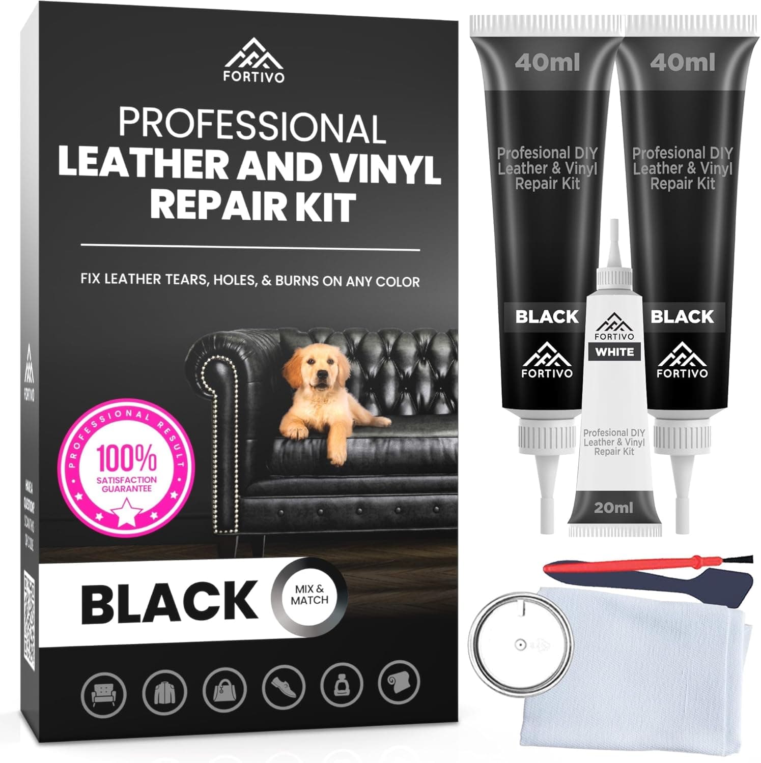 Fortivo Professional Leather and Vinyl Repair Kit - Reparación fácil ...