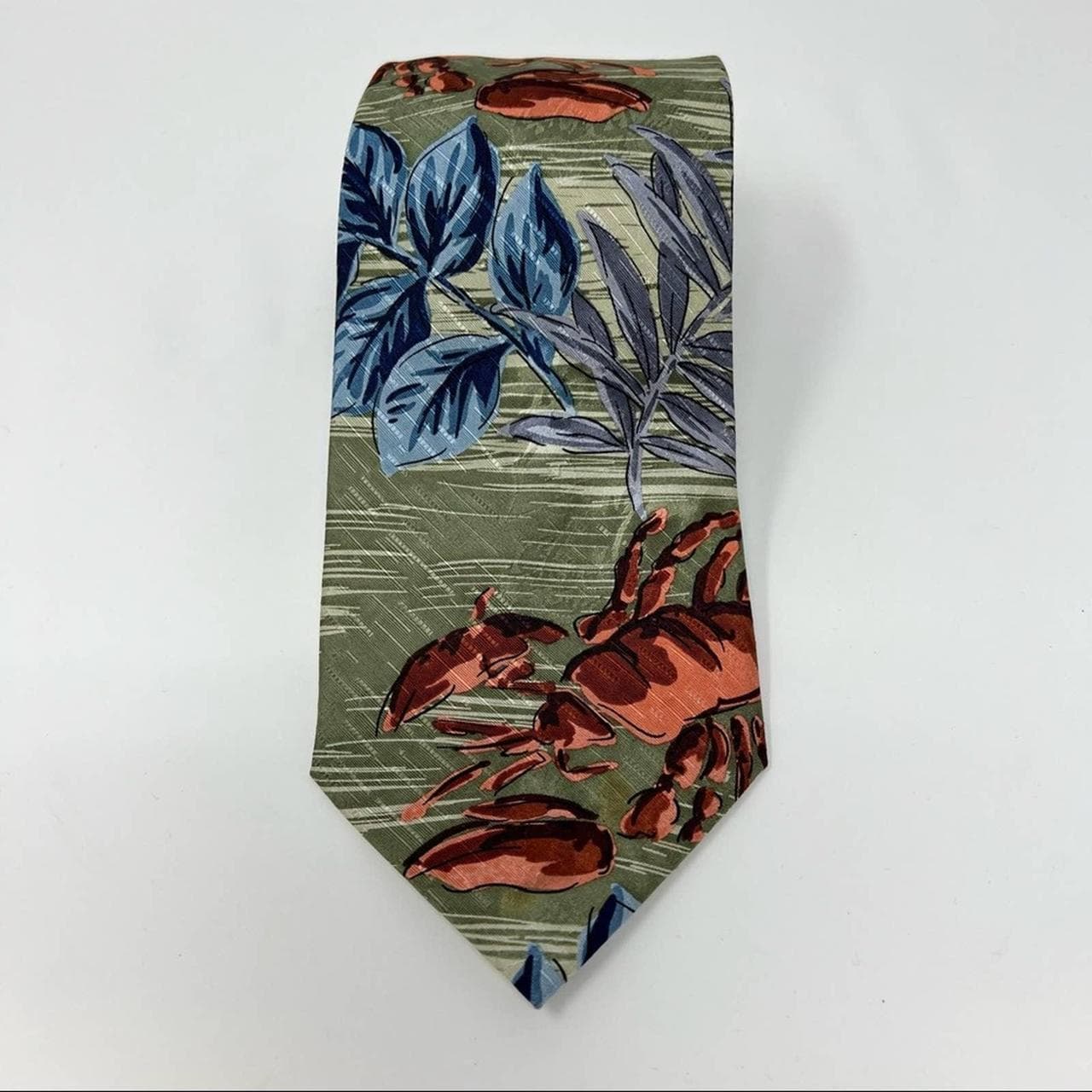 Tommy Bahama Tie Green Tropical Lobster Blue... - Depop