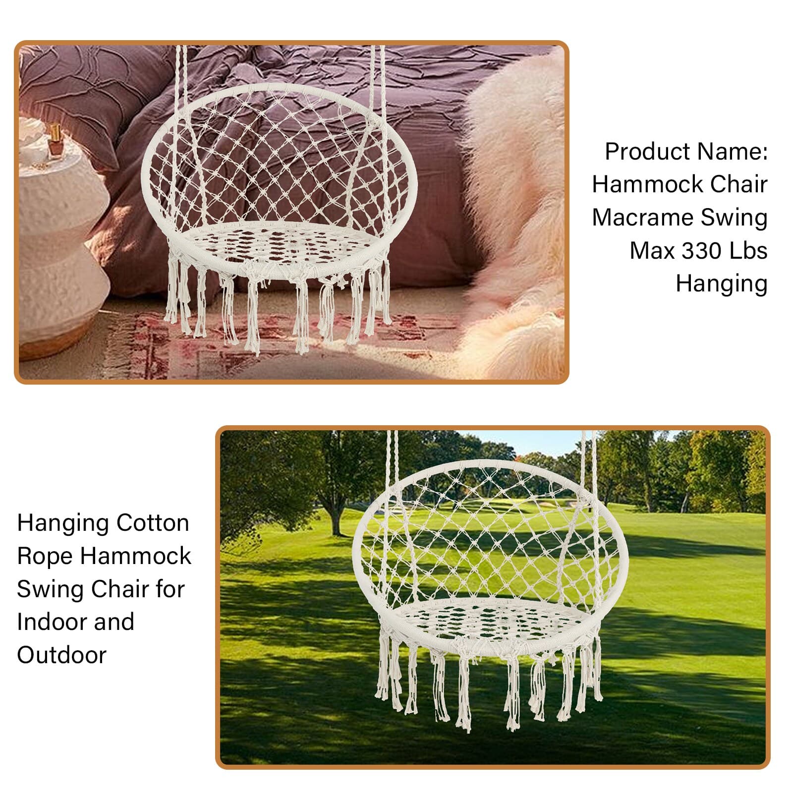 Cotton Rope Hammock Swing Chair