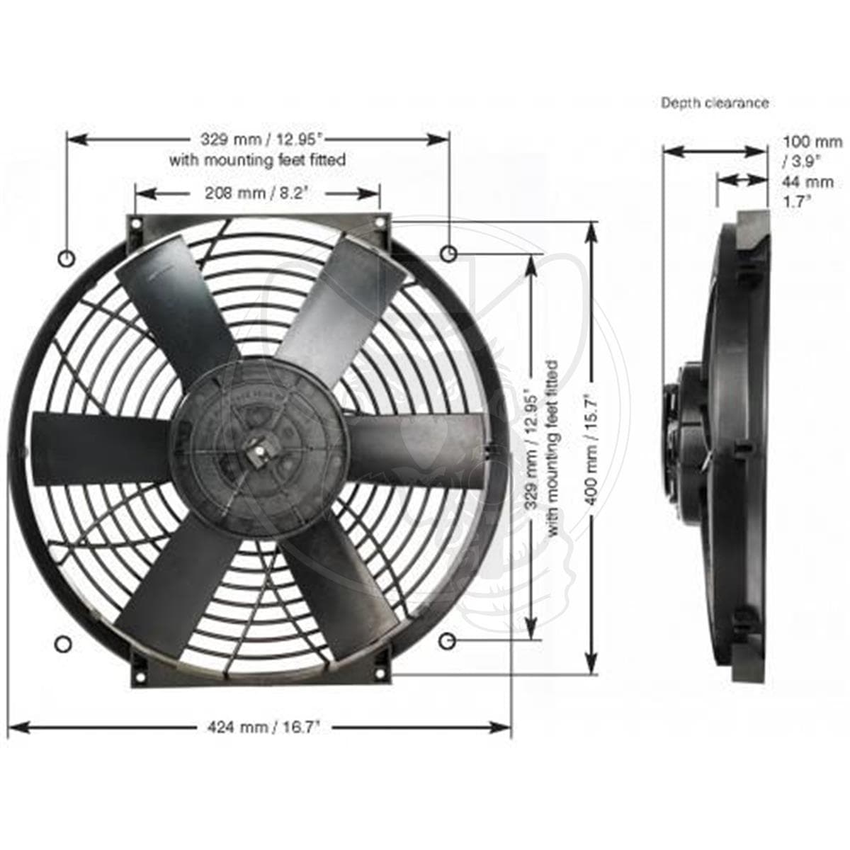 DC0172 - DAVIES CRAIG 16" THERMATIC/ELECTRIC COOLING FAN 2120 CFM (24V)