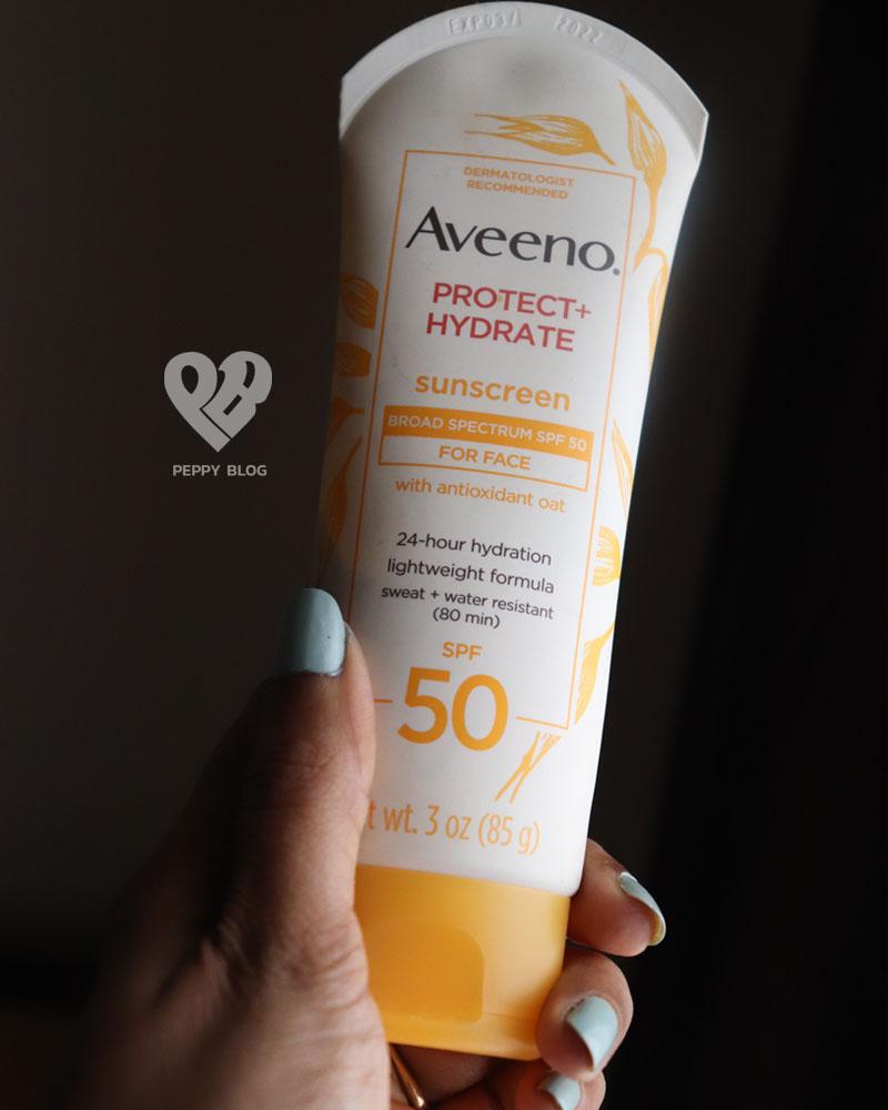 Aveeno SPF 50 Sunscreen Protect Plus Hydrate Lotion Review - Peppy Blog