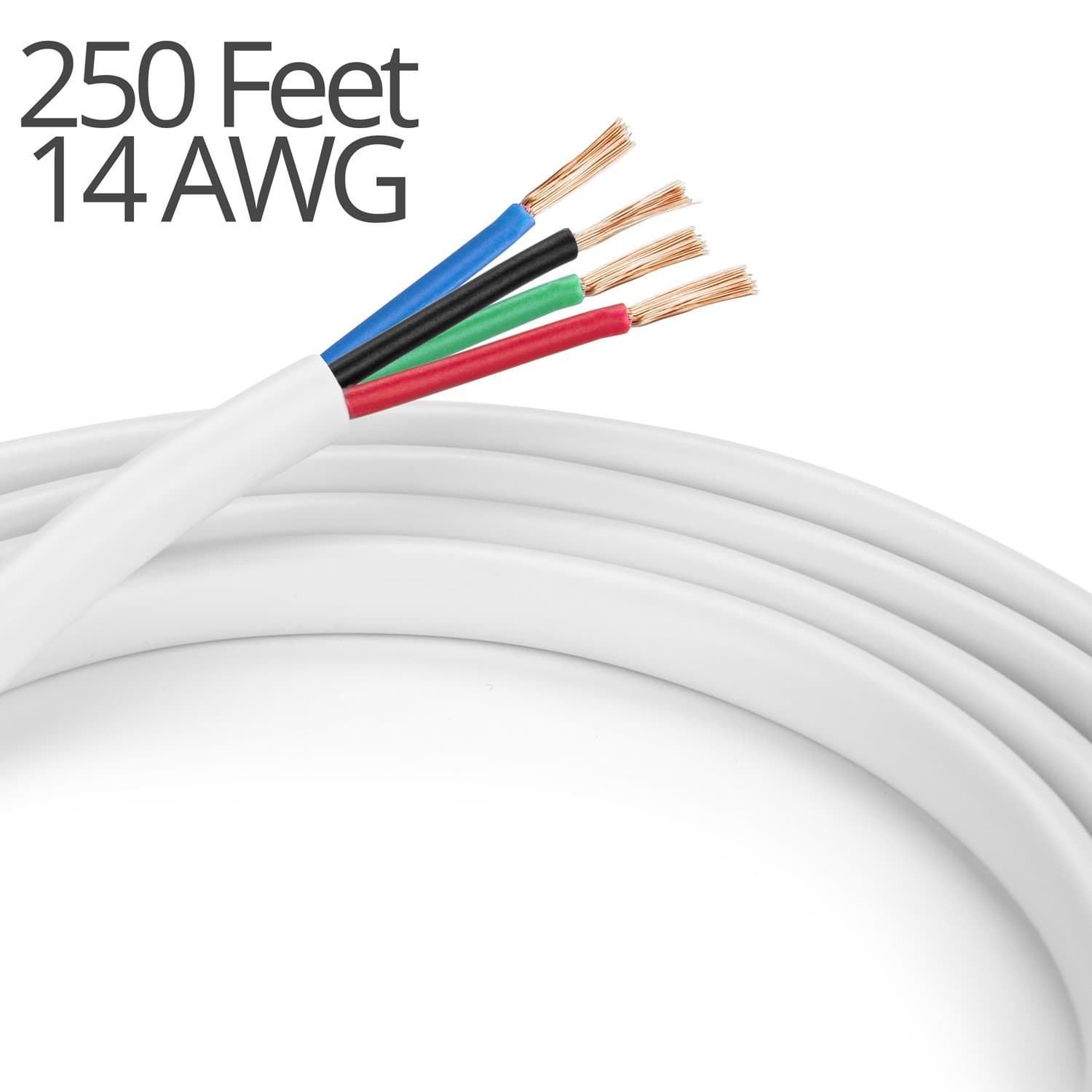 In Wall Speaker Wire | 100 Feet | 14AWG CL3 Rated 4-Conductor Wire ...