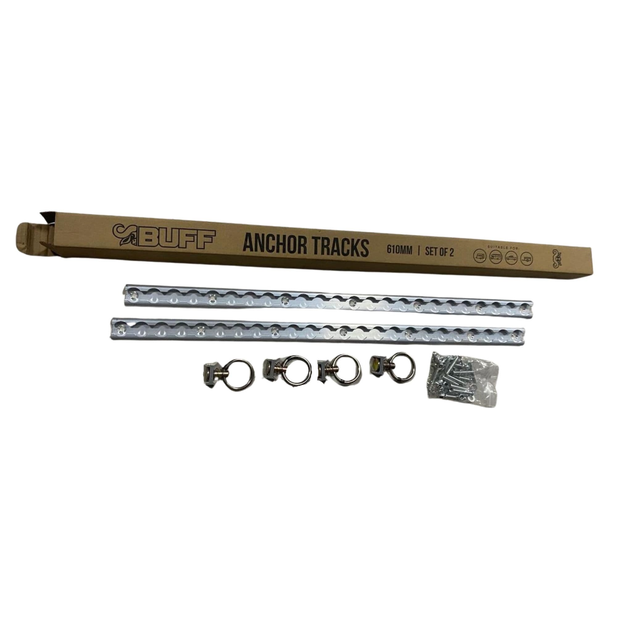 Cargo Anchor Track Kit, 2 x 610mm Tracks - Polishup