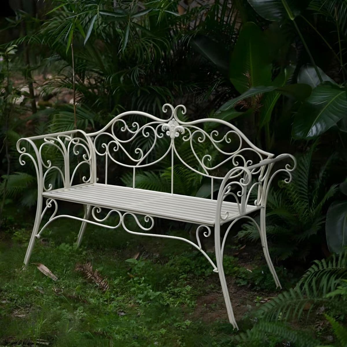 Wrought Iron Outdoor Bench French Country Style Outdoor Double Park ...