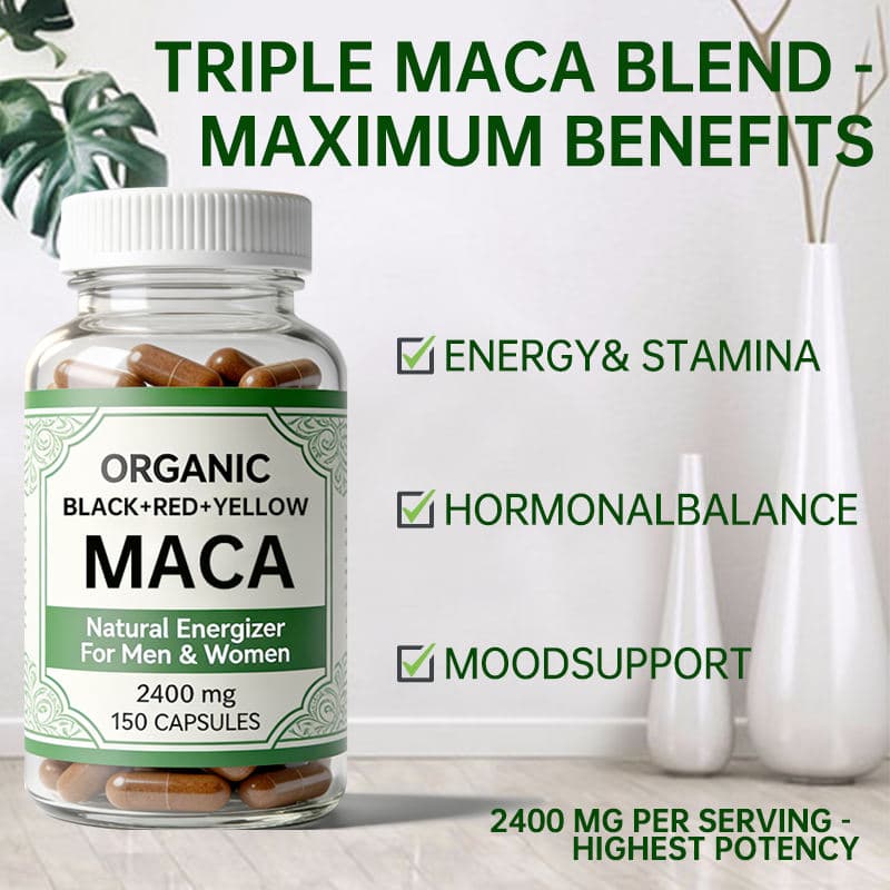 Maca Root Capsules Gelatinized Yellow Red & Black Powder Blend Organic ...