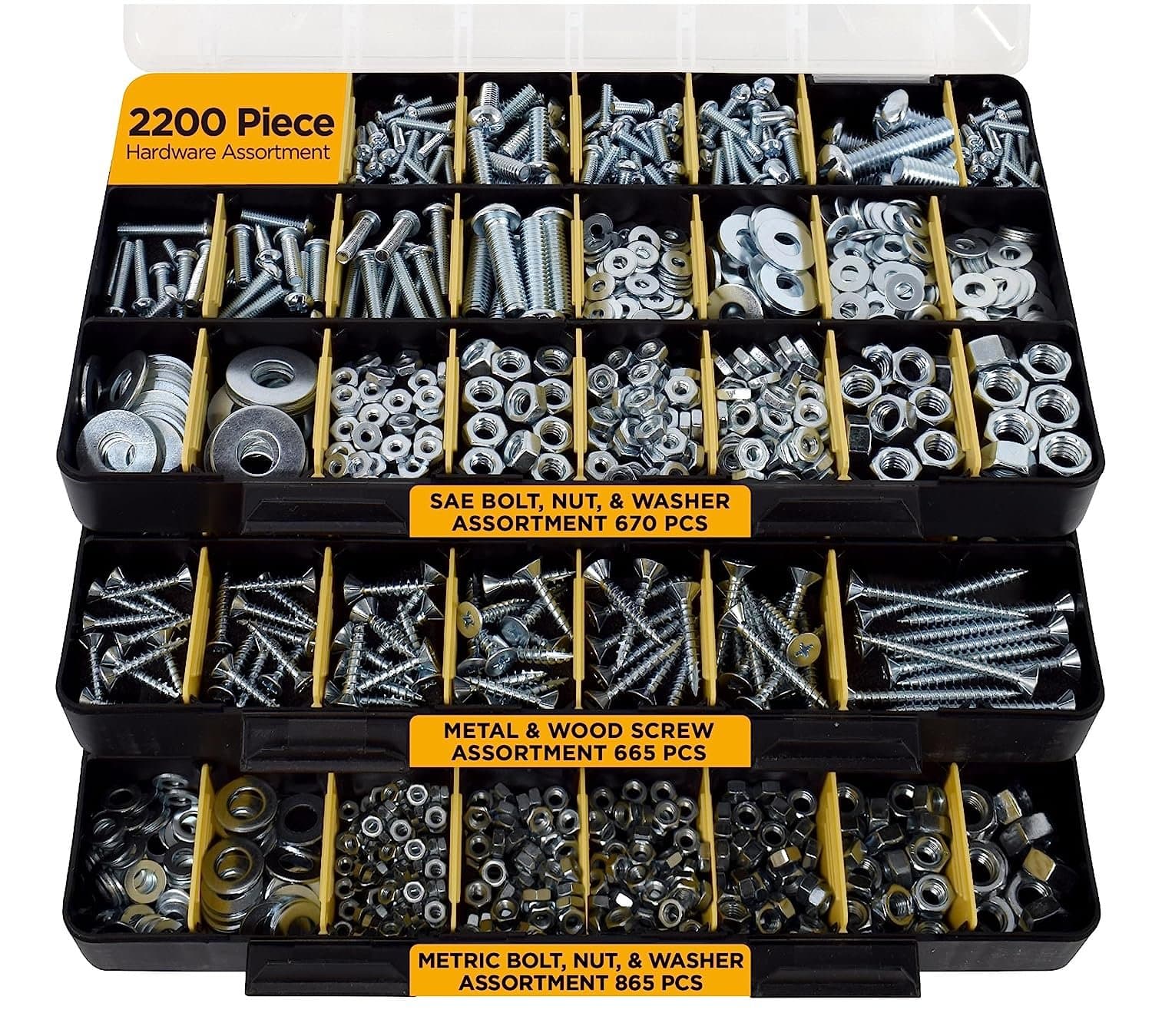 2,200 Piece Hardware Assortment Kit with Screws, Nuts, Bolts & Washers ...