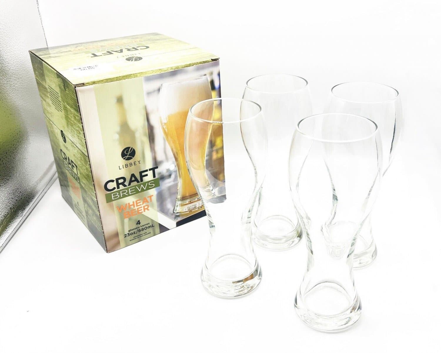 Libbey Craft Brews Wheat Beer Glasses, 23oz / 680ml Pilsner Glasses ...