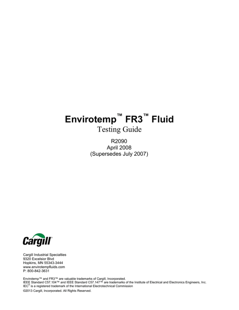 Envirotemp FR3 Fluid Testing Guide
