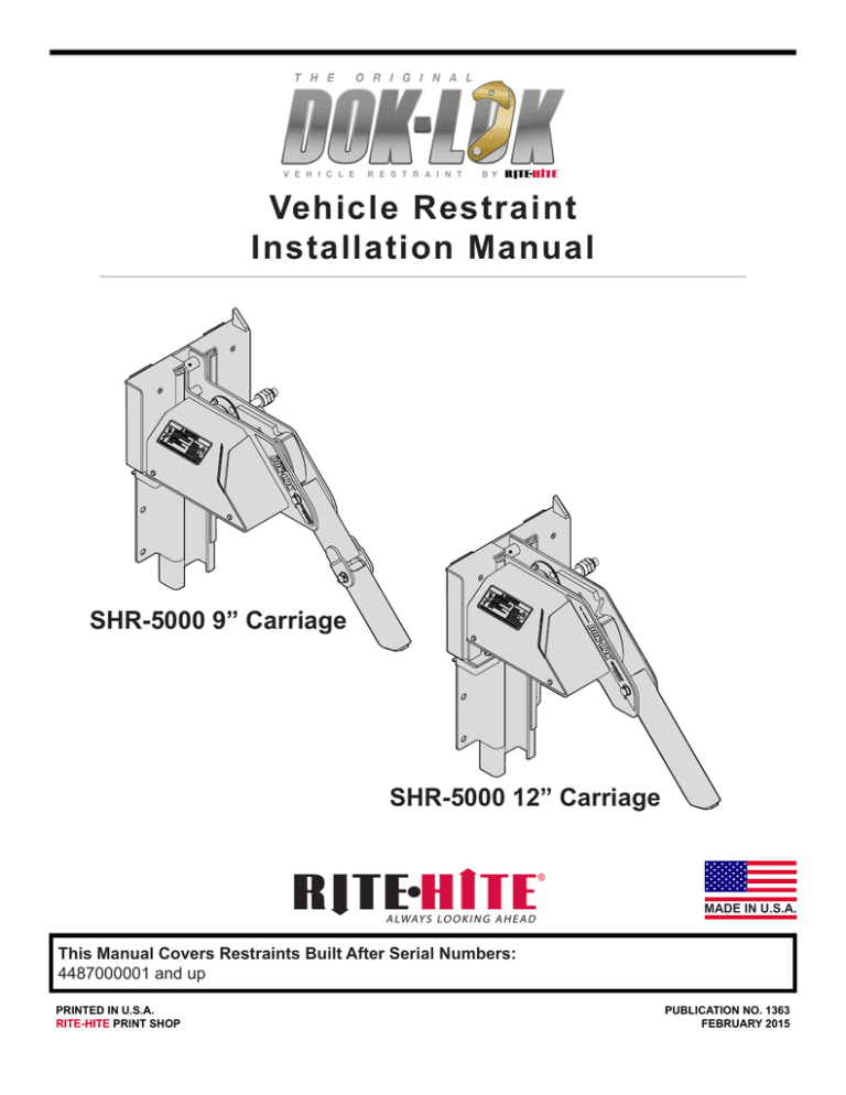 SHR-5000 DOK-LOK Vehicle Restraint Installation Manual