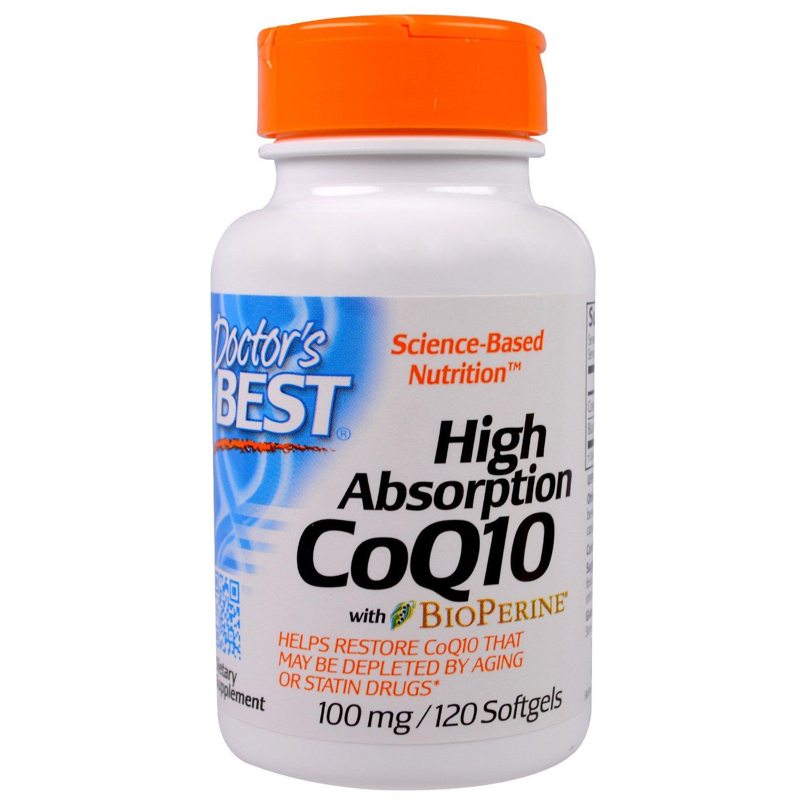 Doctor's Best, High Absorption CoQ10 with BioPerine, 100 mg, 120 ...