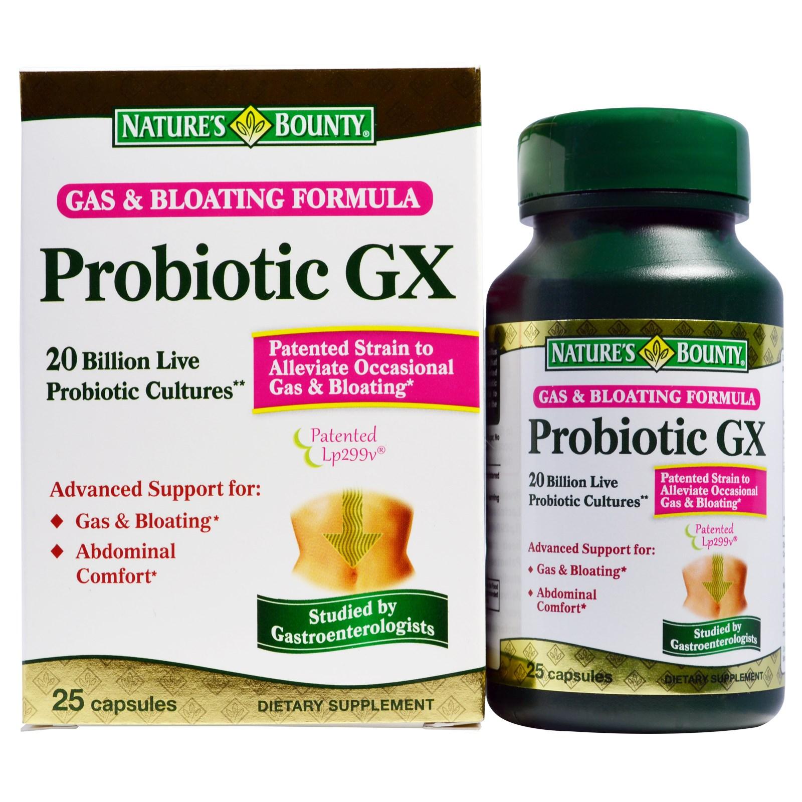 Nature's Bounty, Probiotic GX, Gas & Bloating Formula, 25 Capsules ...