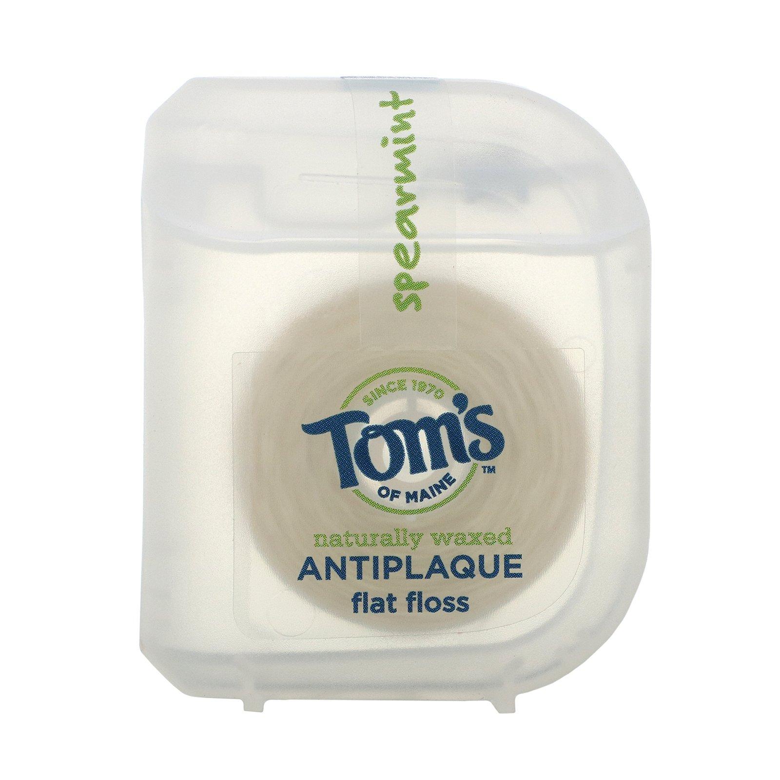 Tom's of Maine, Naturally Waxed Antiplaque Flat Floss, Spearmint, 29.2 ...