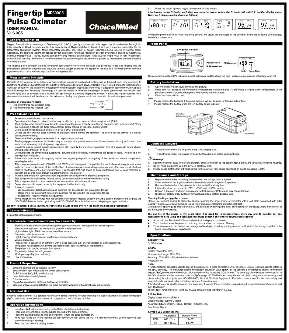 CHOICEMMED MD300C5 USER MANUAL Pdf Download | ManualsLib