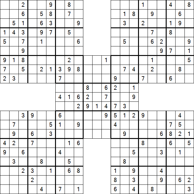 Samurai Sudoku - Medium - Sudoku-Puzzles.net