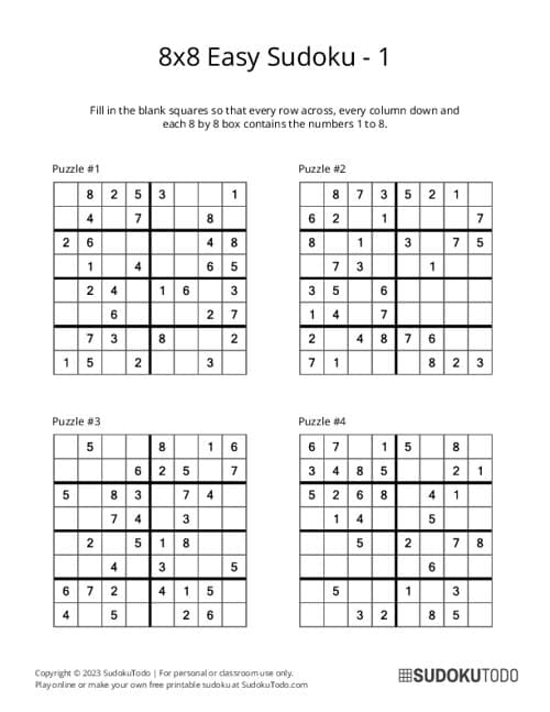 Sudoku Puzzles Printable