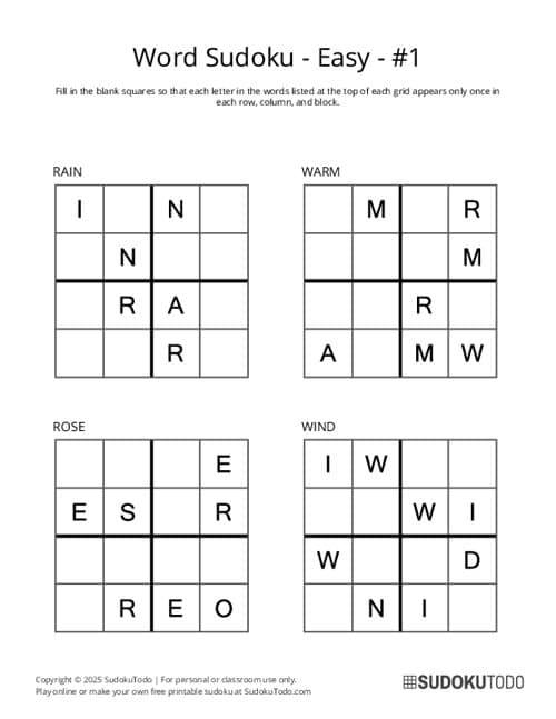 Dell Word Sudoku Puzzles