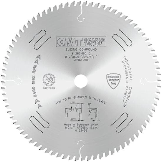 CMT Orange Tools Chrome Carbide 12" Thin Kerf Ultimate Cut Off Crosscut ...