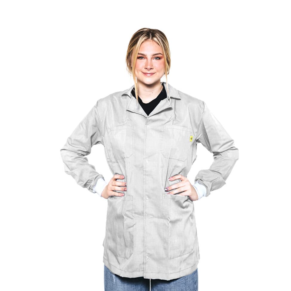 Heavyweight ESD Lab Coat: Lapel Collar, Heavyweight 5049 Fabric, Knit ...